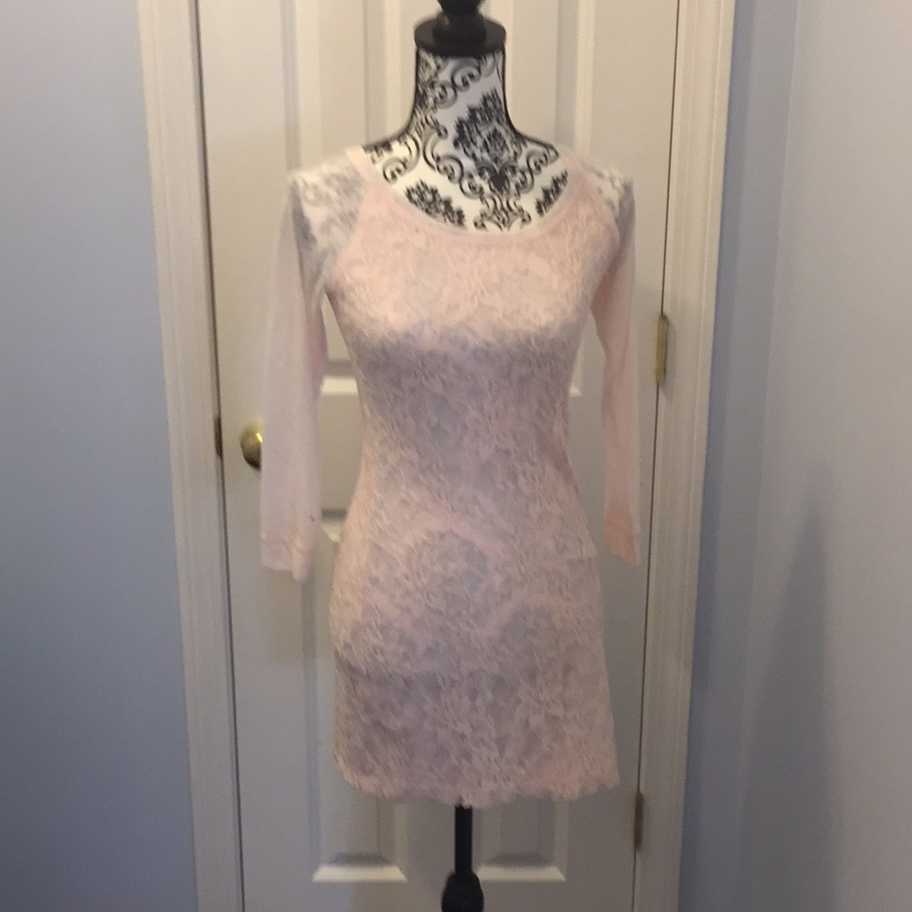 Abercrombie and Fitch pink lace overlay dress
